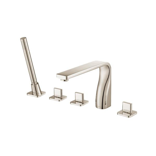 Flusso - Five Hole Deck Mounted Roman Tub Faucet With Hand Shower