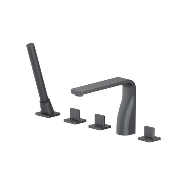 Flusso - Five Hole Deck Mounted Roman Tub Faucet With Hand Shower