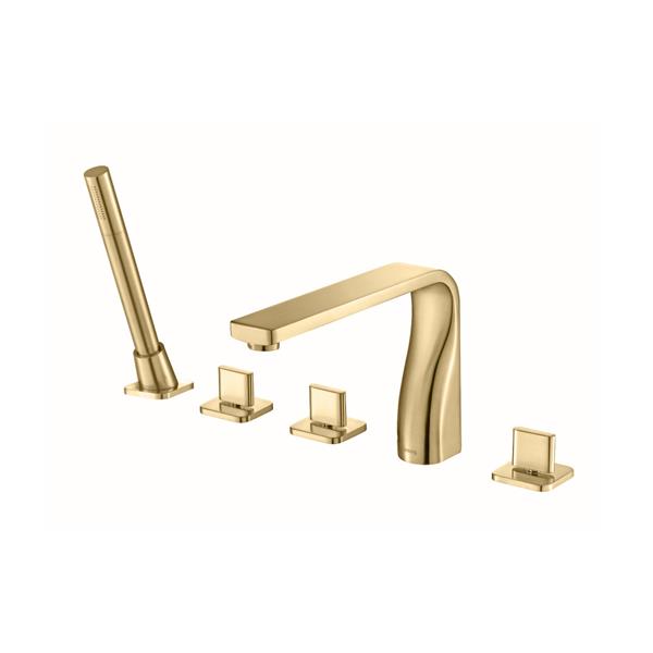 Flusso - Five Hole Deck Mounted Roman Tub Faucet With Hand Shower