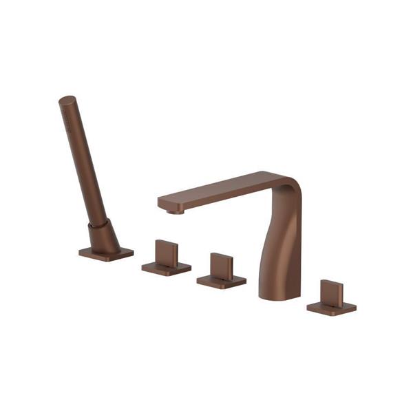 Flusso - Five Hole Deck Mounted Roman Tub Faucet With Hand Shower
