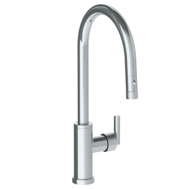 Watermark -Sense Deck Mounted 1 Hole Gooseneck Kitchen Faucet with Pull Down Spray - High Spout