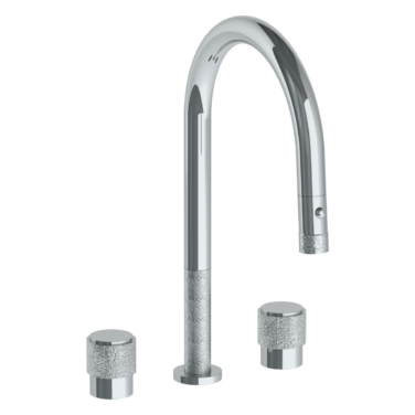 Watermark -Sense Deck Mounted 3 Hole Gooseneck Kitchen Faucet with Pull Down Spray