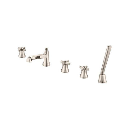 Flusso - Five Hole Deck Mounted Roman Tub Faucet With Hand Shower