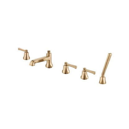 Flusso - Five Hole Deck Mounted Roman Tub Faucet With Hand Shower