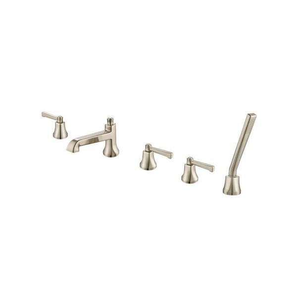 Flusso - Five Hole Deck Mounted Roman Tub Faucet With Hand Shower