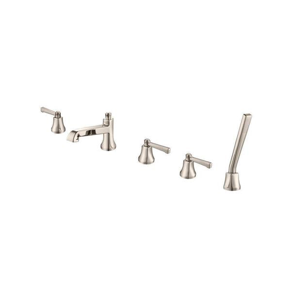 Flusso - Five Hole Deck Mounted Roman Tub Faucet With Hand Shower