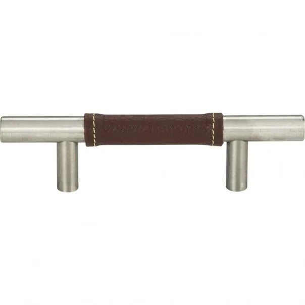 Atlas Homewares - Zanzibar 3 Inch Center to Center Brown Leather Bar pull