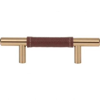 Atlas Homewares - Zanzibar 3 Inch Center to Center Brown Leather Bar pull