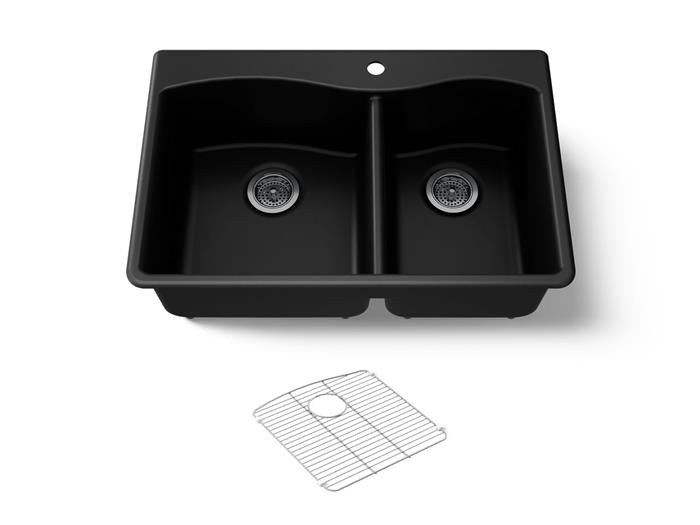 Kohler - Kennon Offset 33 Inch Top-/Undermount Double-Bowl Kitchen Sink