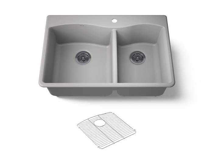 Kohler - Kennon Offset 33 Inch Top-/Undermount Double-Bowl Kitchen Sink