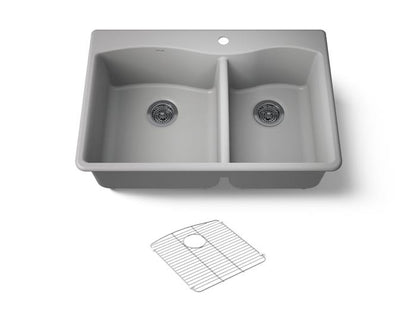 Kohler - Kennon Offset 33 Inch Top-/Undermount Double-Bowl Kitchen Sink
