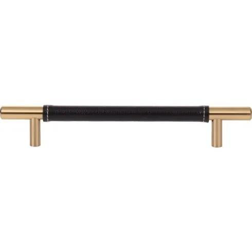 Atlas Homewares - Zanzibar 6 5/16 Inch Center to Center Black Leather Bar pull