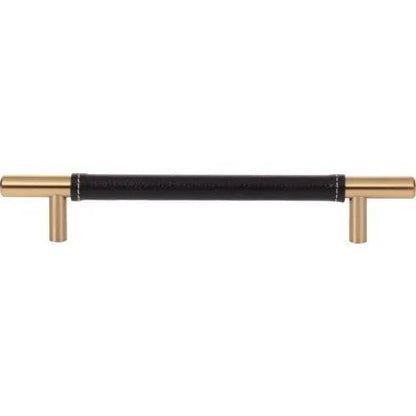 Atlas Homewares - Zanzibar 6 5/16 Inch Center to Center Black Leather Bar pull