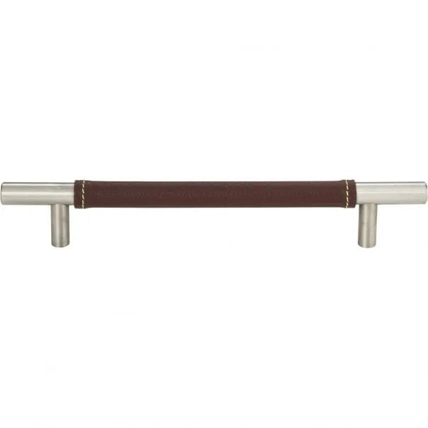 Atlas Homewares - Zanzibar 6 5/16 Inch Center to Center Brown Leather Bar pull
