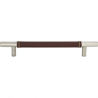 Atlas Homewares - Zanzibar 6 5/16 Inch Center to Center Brown Leather Bar pull