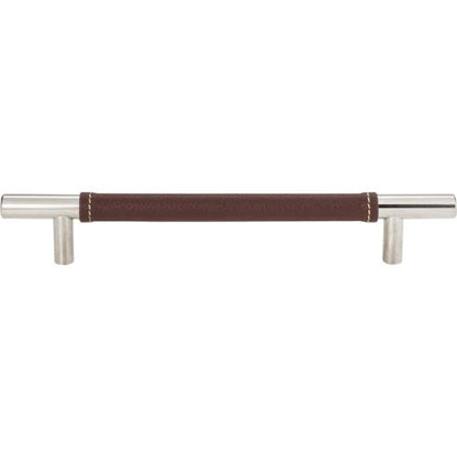 Atlas Homewares - Zanzibar 6 5/16 Inch Center to Center Brown Leather Bar pull