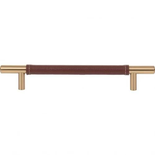 Atlas Homewares - Zanzibar 6 5/16 Inch Center to Center Brown Leather Bar pull