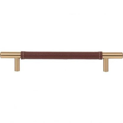 Atlas Homewares - Zanzibar 6 5/16 Inch Center to Center Brown Leather Bar pull