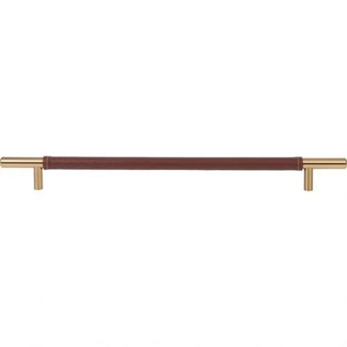 Atlas Homewares - Zanzibar 11 5/16 Inch Center to Center Brown Leather Bar pull