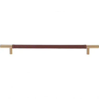 Atlas Homewares - Zanzibar 11 5/16 Inch Center to Center Brown Leather Bar pull