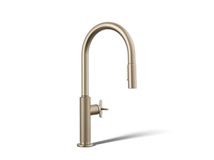 Kohler - Billet Touchless Pull-Down Kitchen Sink Faucet With Two-Function Sprayhead - Cross Handle