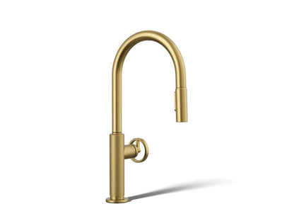 Kohler - Billet Touchless Pull-Down Kitchen Sink Faucet With Two-Function Sprayhead - Circle Handle
