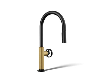 Kohler - Billet Touchless Pull-Down Kitchen Sink Faucet With Two-Function Sprayhead - Circle Handle