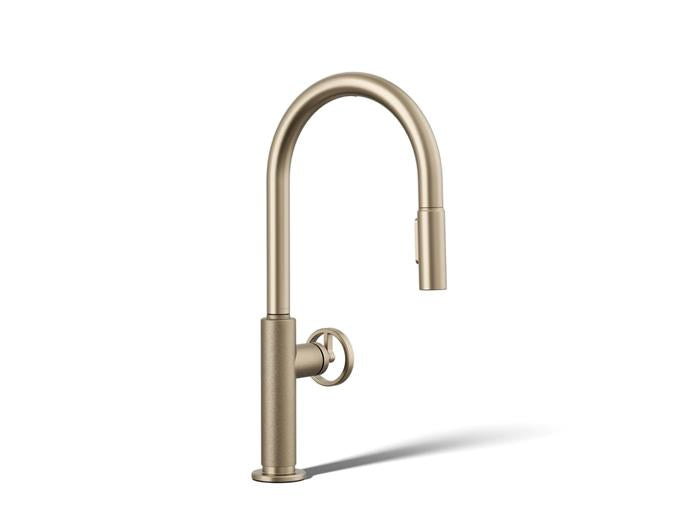 Kohler - Billet Touchless Pull-Down Kitchen Sink Faucet With Two-Function Sprayhead - Circle Handle