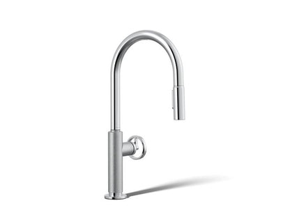 Kohler - Billet Touchless Pull-Down Kitchen Sink Faucet With Two-Function Sprayhead - Circle Handle