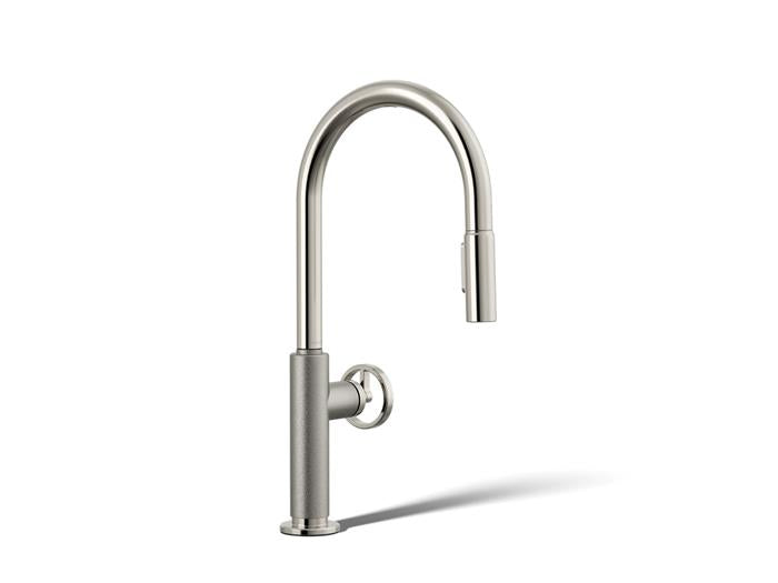 Kohler - Billet Touchless Pull-Down Kitchen Sink Faucet With Two-Function Sprayhead - Circle Handle