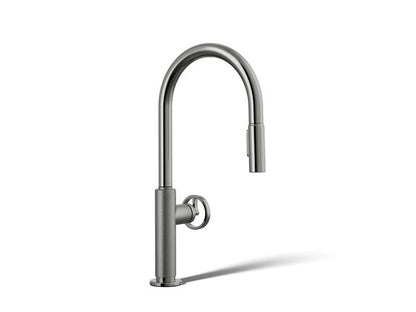 Kohler - Billet Touchless Pull-Down Kitchen Sink Faucet With Two-Function Sprayhead - Circle Handle