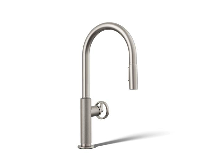 Kohler - Billet Touchless Pull-Down Kitchen Sink Faucet With Two-Function Sprayhead - Circle Handle