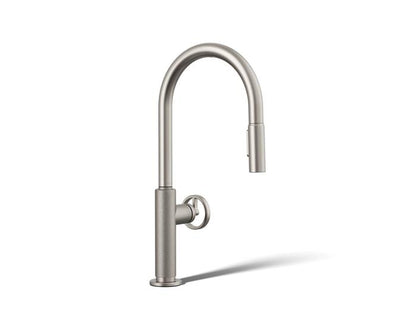 Kohler - Billet Touchless Pull-Down Kitchen Sink Faucet With Two-Function Sprayhead - Circle Handle