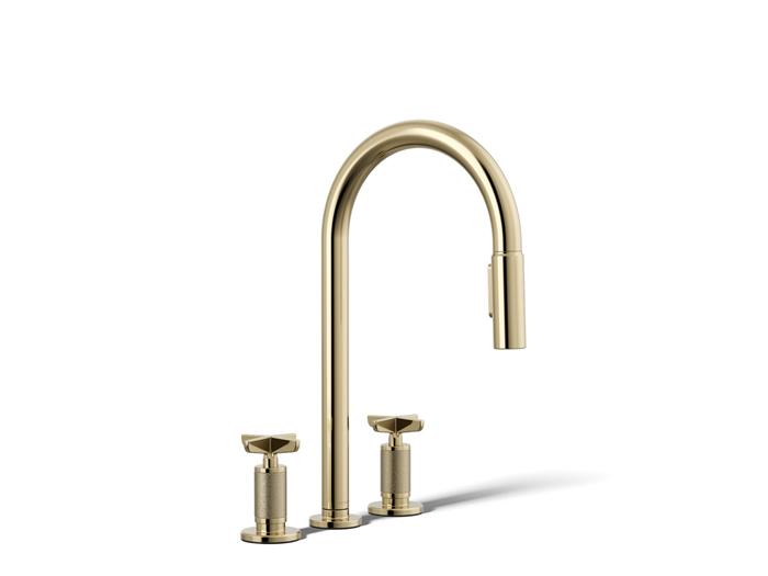 Kohler - Billet Widespread Pull-Down Kitchen Faucet - Cross Handles