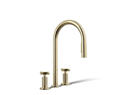 Kohler - Billet Widespread Pull-Down Kitchen Faucet - Cross Handles
