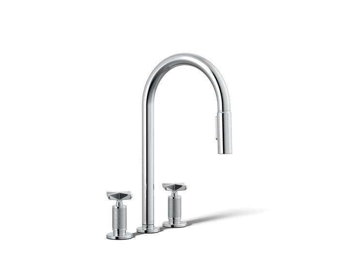 Kohler - Billet Widespread Pull-Down Kitchen Faucet - Cross Handles