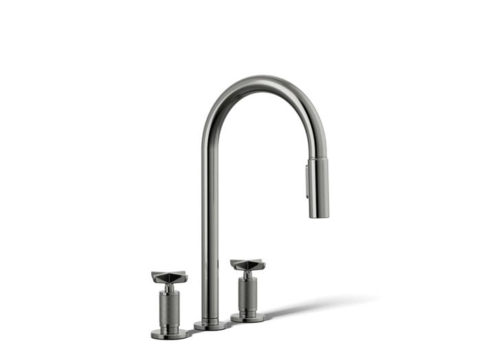 Kohler - Billet Widespread Pull-Down Kitchen Faucet - Cross Handles