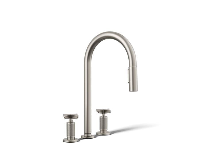 Kohler - Billet Widespread Pull-Down Kitchen Faucet - Cross Handles