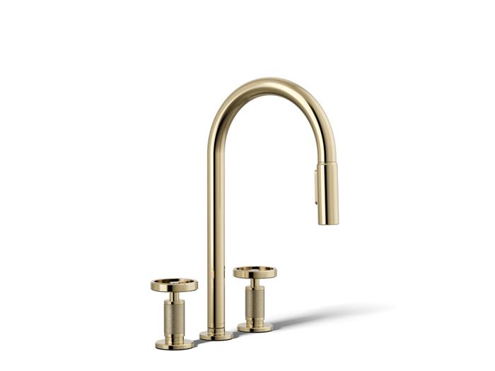 Kohler - Billet Widespread Pull-Down Kitchen Faucet - Circle Hanldes