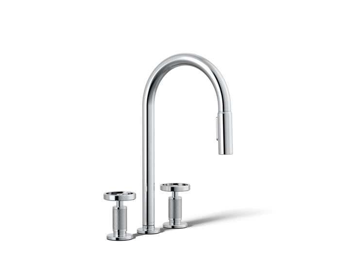 Kohler - Billet Widespread Pull-Down Kitchen Faucet - Circle Hanldes