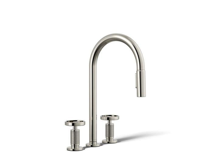 Kohler - Billet Widespread Pull-Down Kitchen Faucet - Circle Hanldes