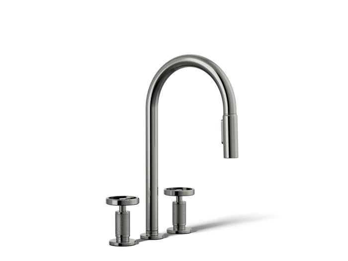 Kohler - Billet Widespread Pull-Down Kitchen Faucet - Circle Hanldes