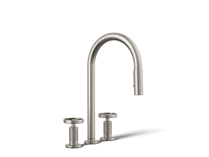 Kohler - Billet Widespread Pull-Down Kitchen Faucet - Circle Hanldes
