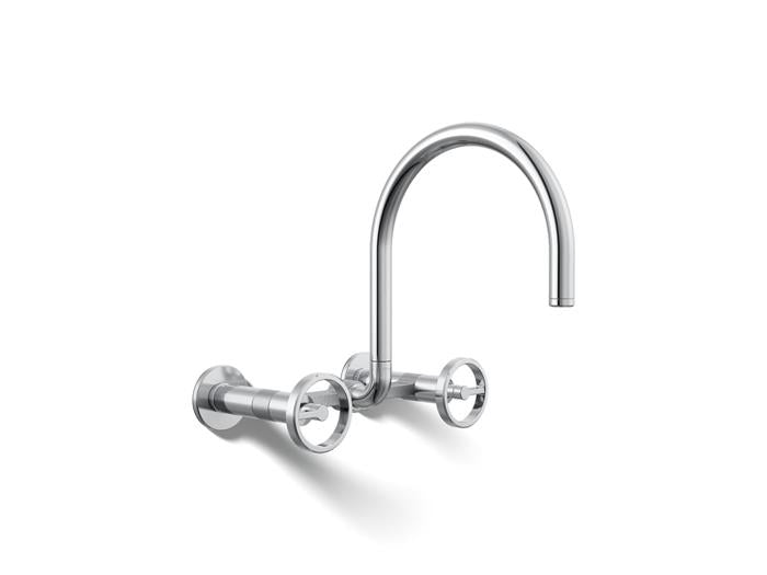 Kohler - Billet Wall-Mount Bridge Kitchen Faucet - Circle Handle