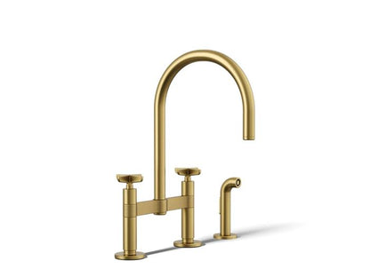 Kohler - Billet Deck Mount Bridge Kitchen Faucet - Cross Handle