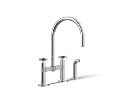 Kohler - Billet Deck Mount Bridge Kitchen Faucet - Cross Handle
