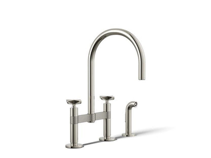 Kohler - Billet Deck Mount Bridge Kitchen Faucet - Cross Handle