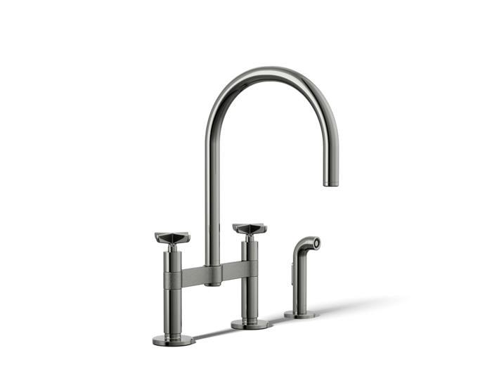 Kohler - Billet Deck Mount Bridge Kitchen Faucet - Cross Handle