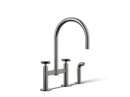Kohler - Billet Deck Mount Bridge Kitchen Faucet - Cross Handle