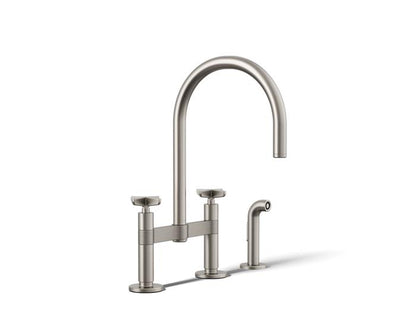 Kohler - Billet Deck Mount Bridge Kitchen Faucet - Cross Handle